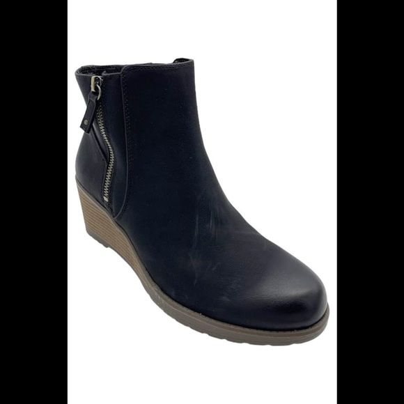 Dr. Scholls Women's Chloe Wedge Ankle Boots Black Synthetic - Wide - Picture 1 of 3